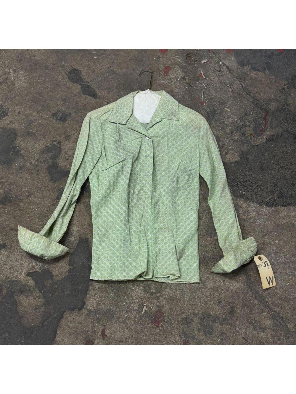 Vintage Film Costume 40s 50s Does Victorian Antique Style Green Blouse S